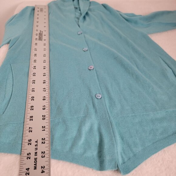 Oska Womens Button-Up Cardigan Sweater Size 1 Turquoise Silk Cashmere Blend - Picture 7 of 8